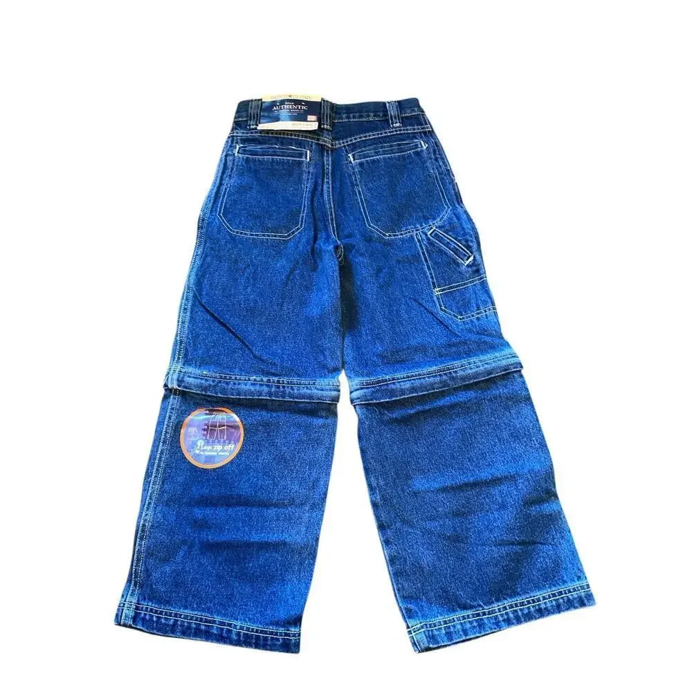 Vintage Faded Glory Cargo Blue Jeans Boys Youth 8 Convertible Shorts Y2K